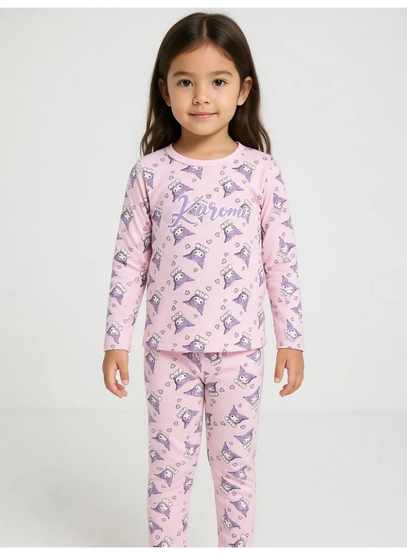 كورومي كورومي | طقم تيشيرت وبنطال بأكمام طويلة للبنات | وردي